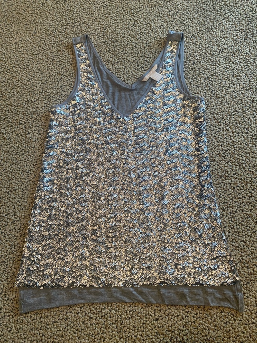 Banana Republic Silver Sequin V-Neck Tank